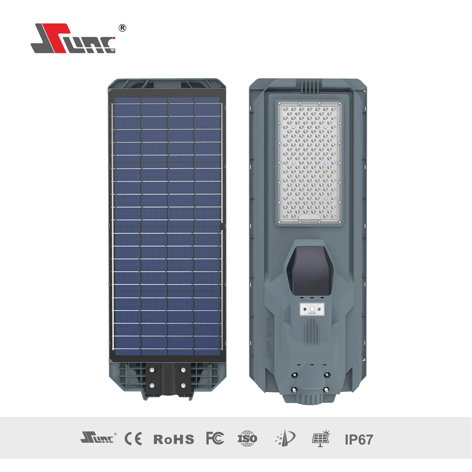 Sunc LED 800W 1200W Mj-Ssth800 Mj-Ssth1200 IP65 Lumière de rue solaire tout-en-un économique étanche en plein air en ABS avec capteur de mouvement lumineux.