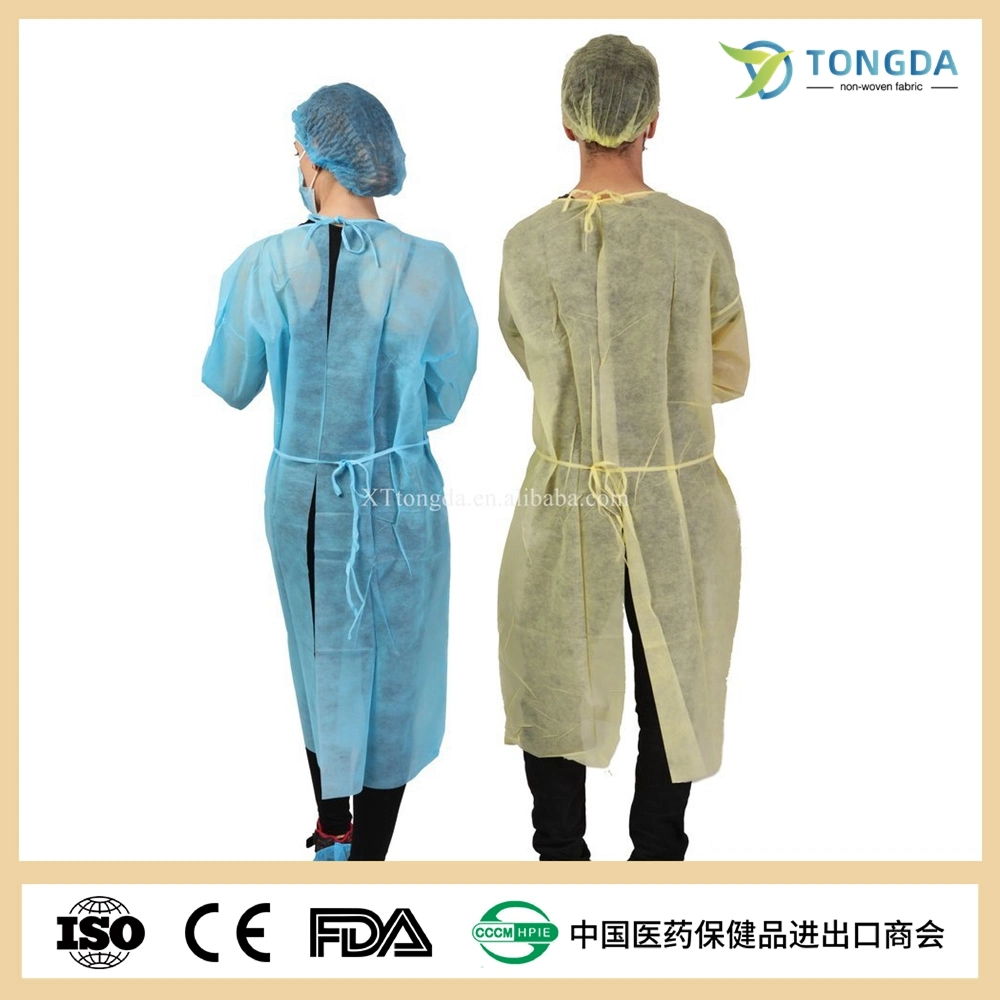 Disposable Protection Gowns, Adult isolation gown Non-Woven Aprons, Long Sleeves, Neck and Waist Ties