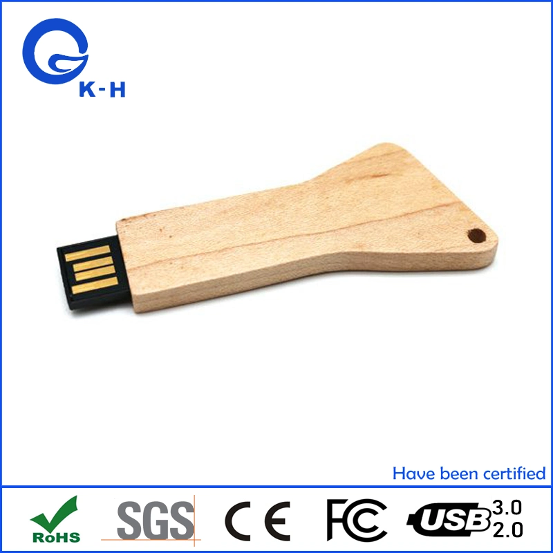 Triangle Wooden Key Shape USB Flash Memory Drive 16GB 32GB 64GB