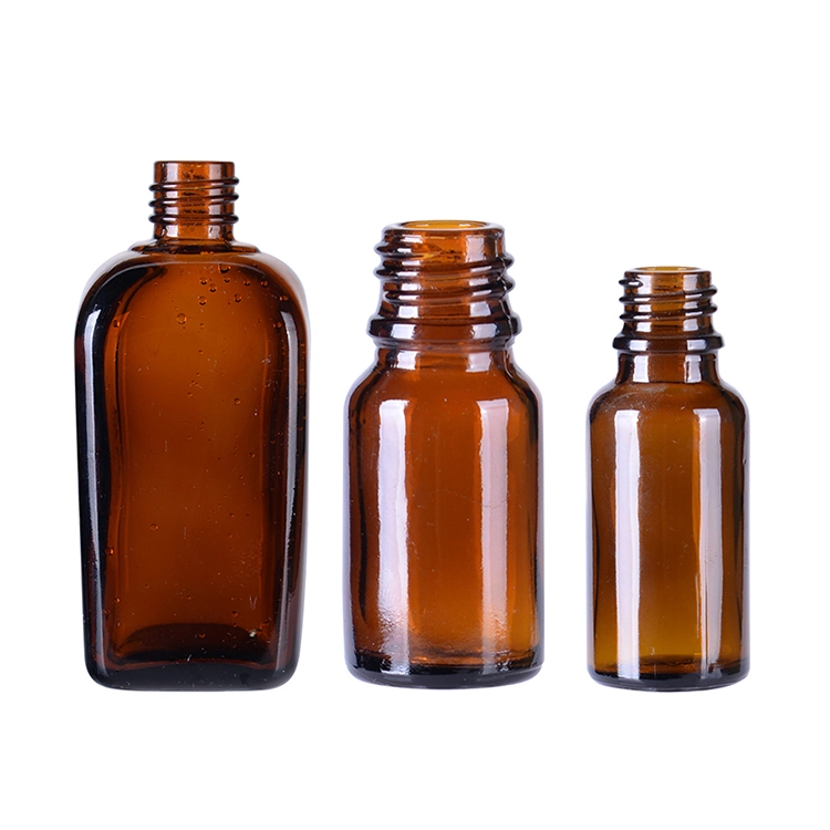 Pharmaceutical Rectangular Flat Amber Glass Bottles