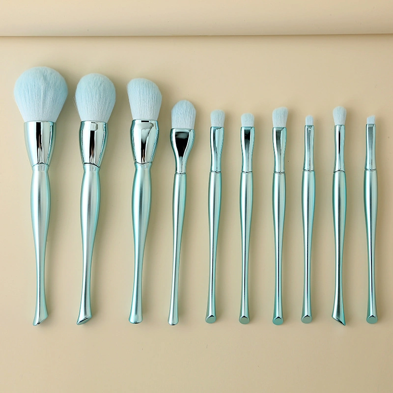 Professional Makeup Brushes Set 10PCS Bright Blue Cosmetics Make up Tools Powder Contour Foundation Eyeshadow Brush