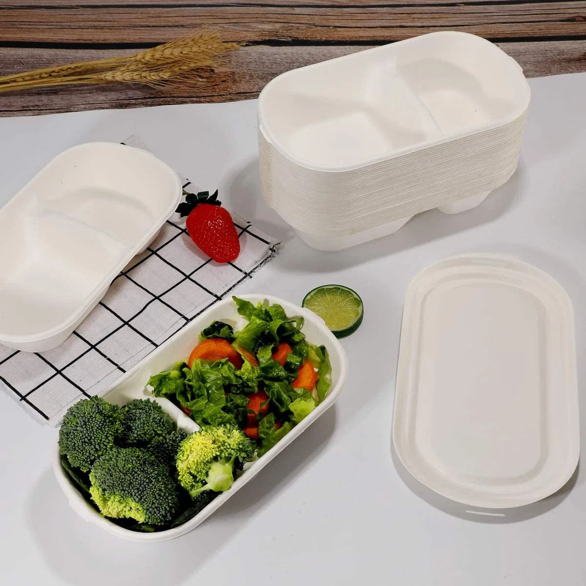 Customzied Logo Made in China Bento 100% Biodegradable Disposable Takeaway Lunch Box China Wholesale