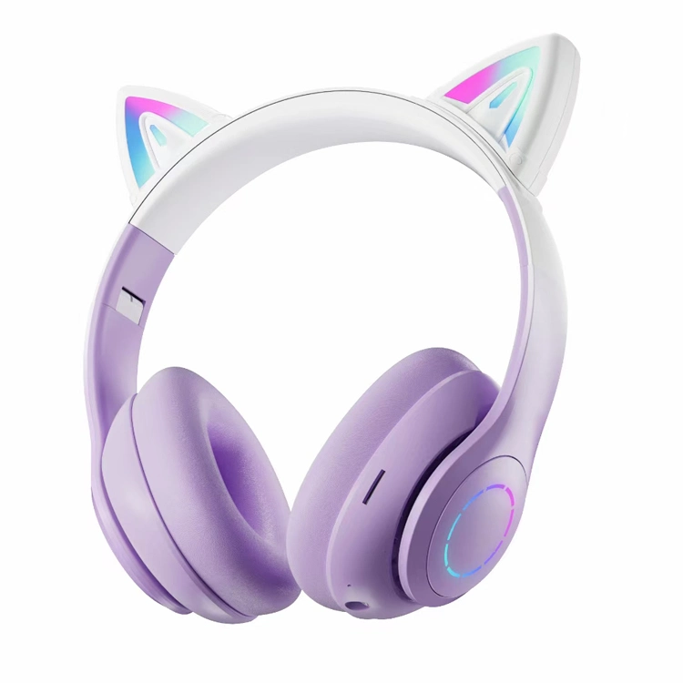 5% off Amazon LED Flash Cute Cat Ear Bt Wireless Headphone Foldable for Girls Headphones 3.5mm Aux TF Card with Mic