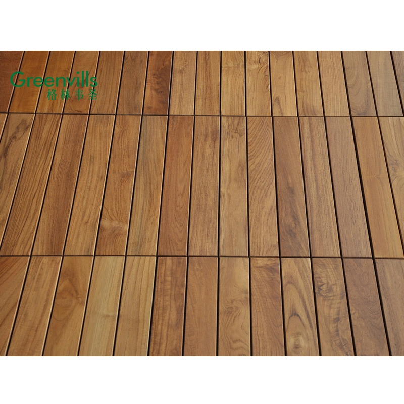 Guangzhou DIY Interlocking Deck Tiles Waterproof Burma Teak Solid Wood Outdoor Garden Path Decking Tiles