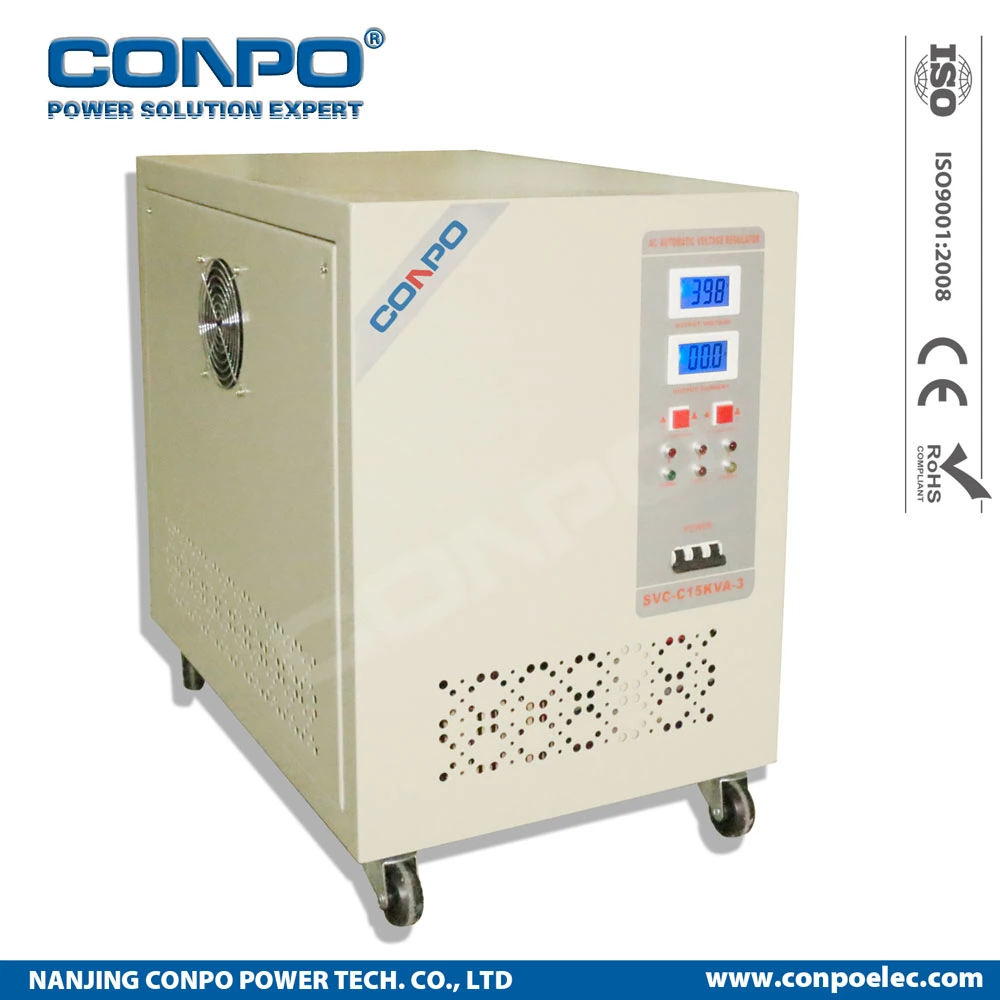 SVC-C15kVA-3 3phase, Blue LCD, Servomotor-Type Automatic Voltage
