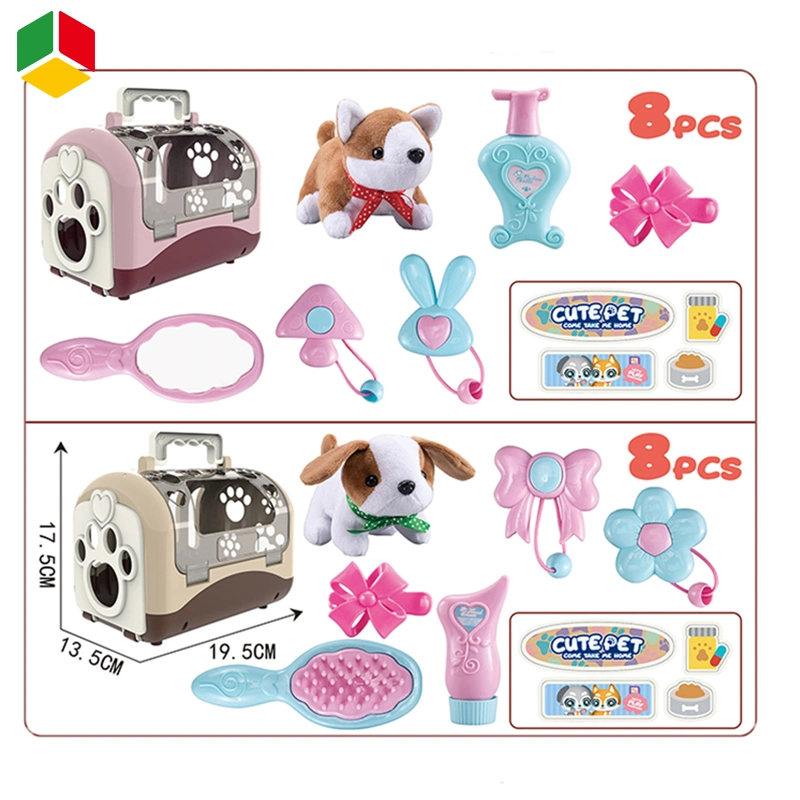 Qstoys ensemble animaux mignon pour chiens et chats avec jouets Cage pour animaux enfants peluche éducation pour enfants jouets pour enfants