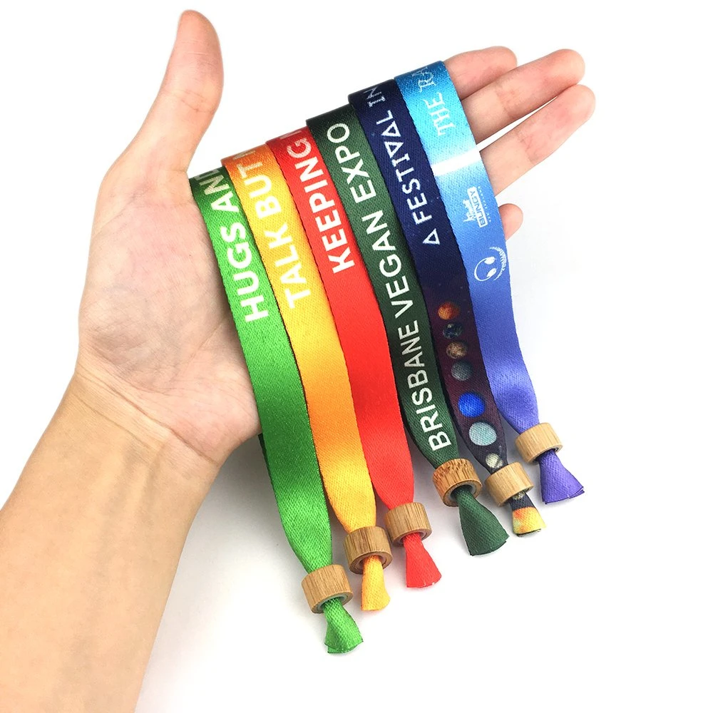 Bracelet en tissu recyclé promotionnel pour festival, écologique, en tissu RPET, pour événements.