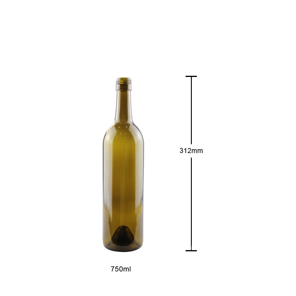 750ml Glass Bordeaux Wine Bottle Flat-Bottomed Cork Finish - Case of 12 - Cobalt Blue