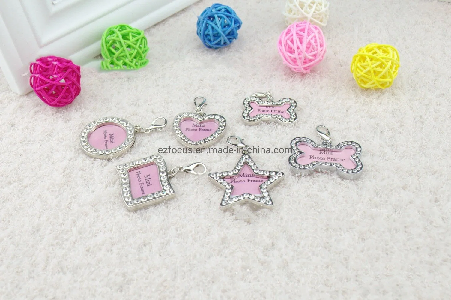 Crystal Bling Cat Dog ID Tag Pet Stainless Steel Personalized ID Frame Photo Frame Tag Wbb16517