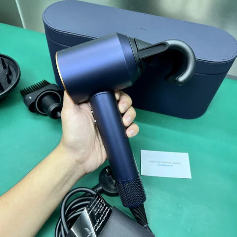 Blue Leather Gift Box Complete Accessories 5 in 1 Professional Negative Ion Leafless Hair Dryer