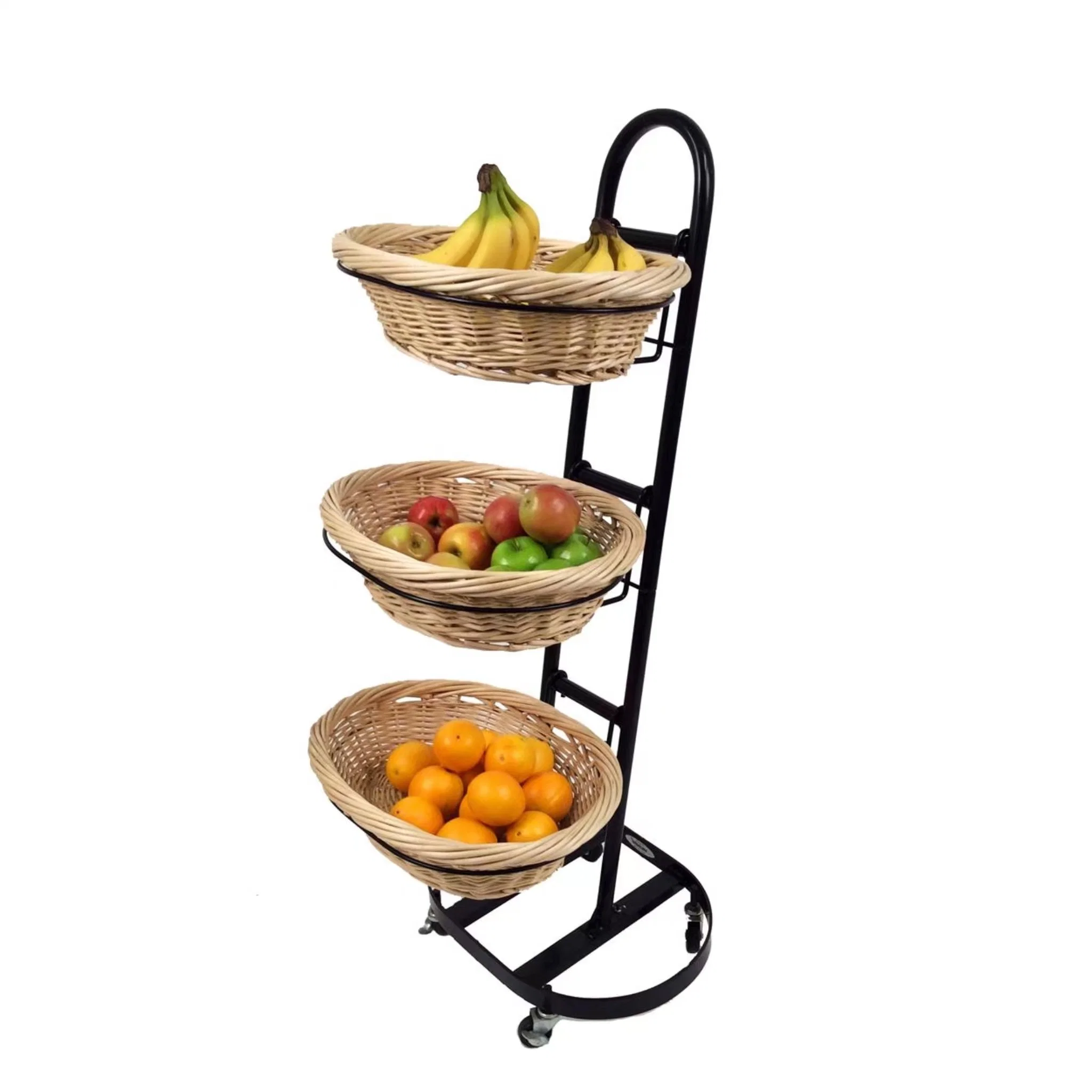 Metal Basket Display Stand for Fruit with Sign Clips