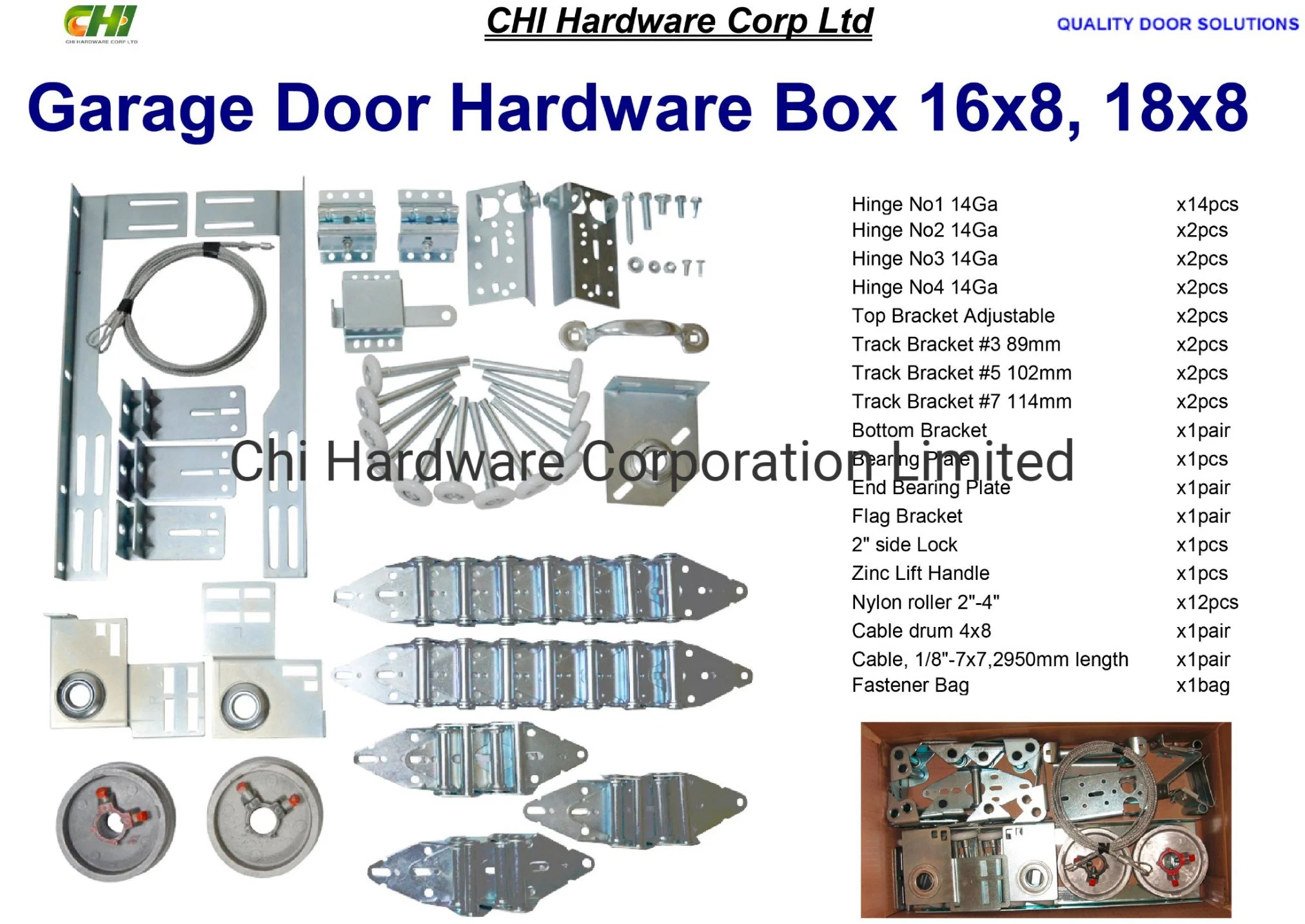 8X7, 9X7, 16X7, 16X8 Kit de hardware de la puerta de garaje seccionales Puertas Industriales parte de Hardware