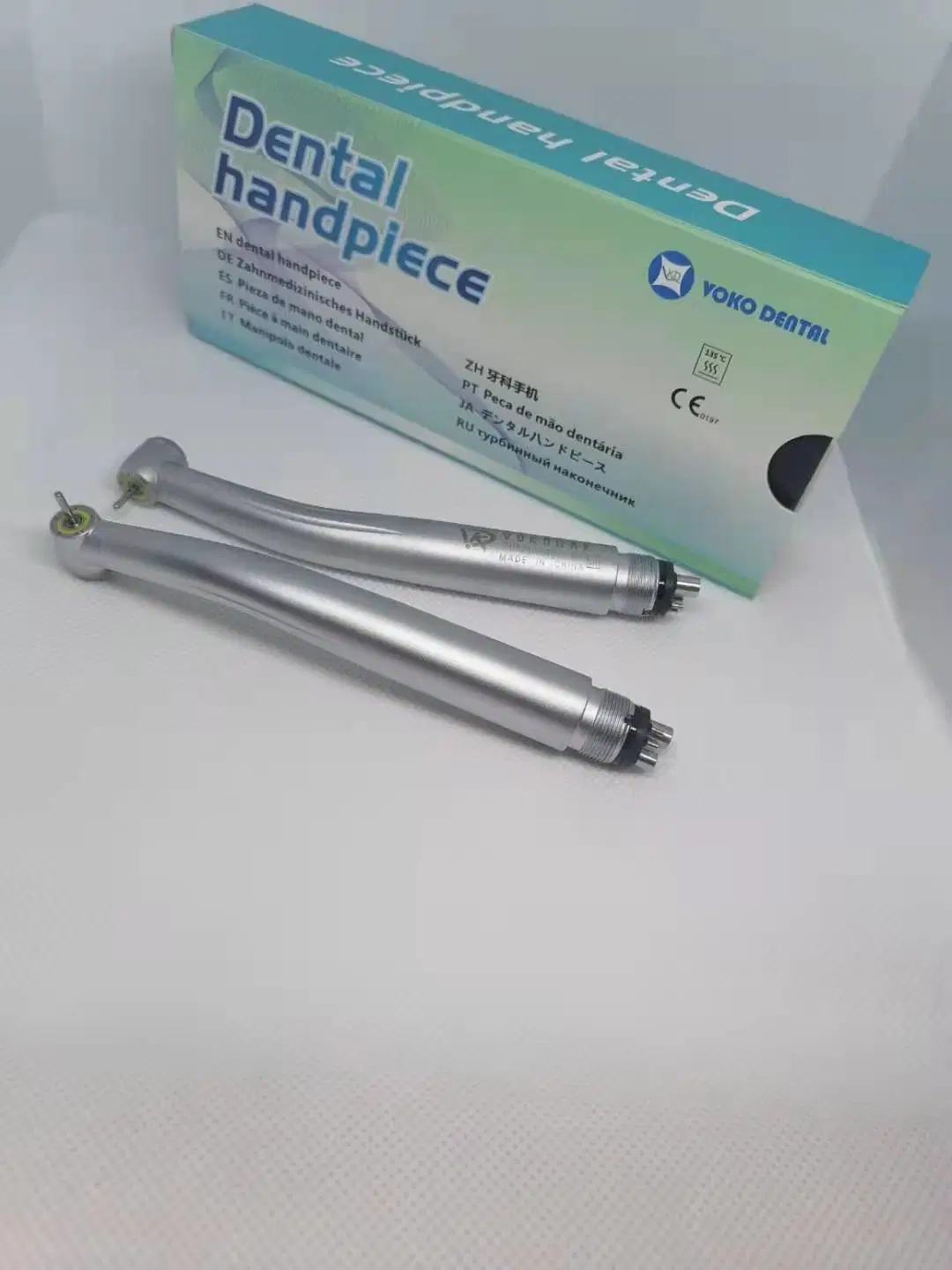 Custom Dental producto LED Handpiece Toruqe 3 Way Spray Push Botón Cerámica turbina Alta velocidad E-Generator perforadores de odontos