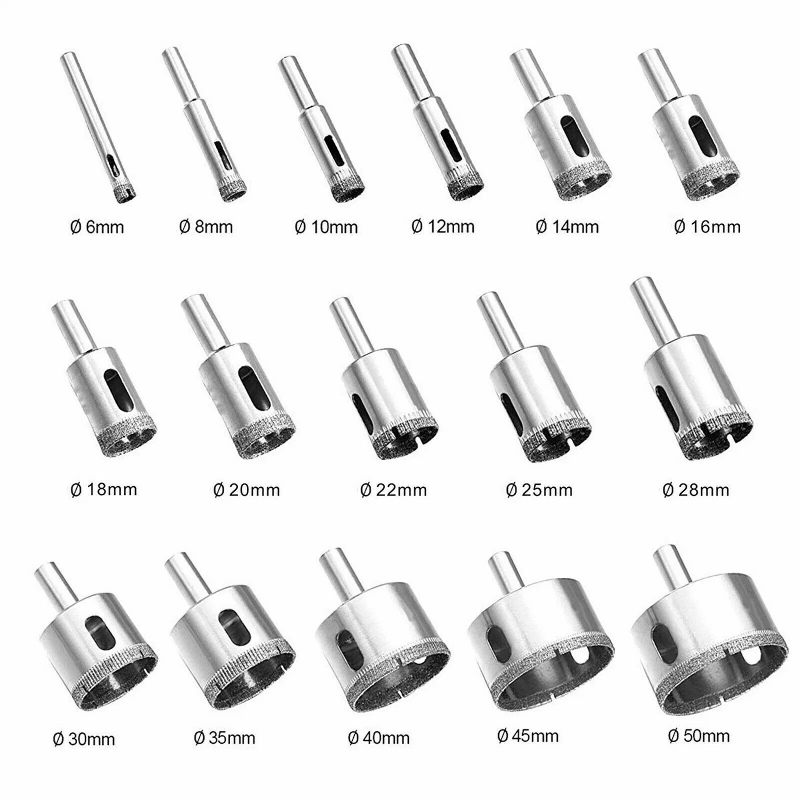 New 16X Diamond Hole Saw Set Holes Saw Drill Bit Cutter Tile Glass Marble Ceramic