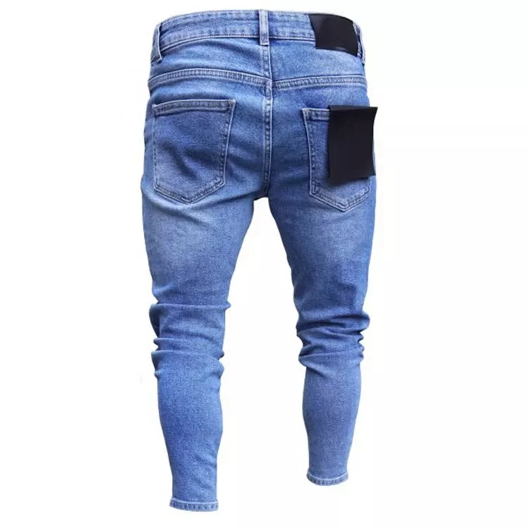 Nuevo estilo de los hombres angustiados destruido el distintivo de los pantalones Skinny Jeans ciclista de parches de arte