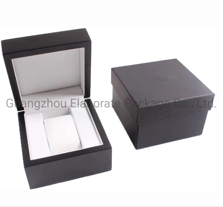 Ventana de madera brillante negro Paquete de Caja de regalo Ver Box