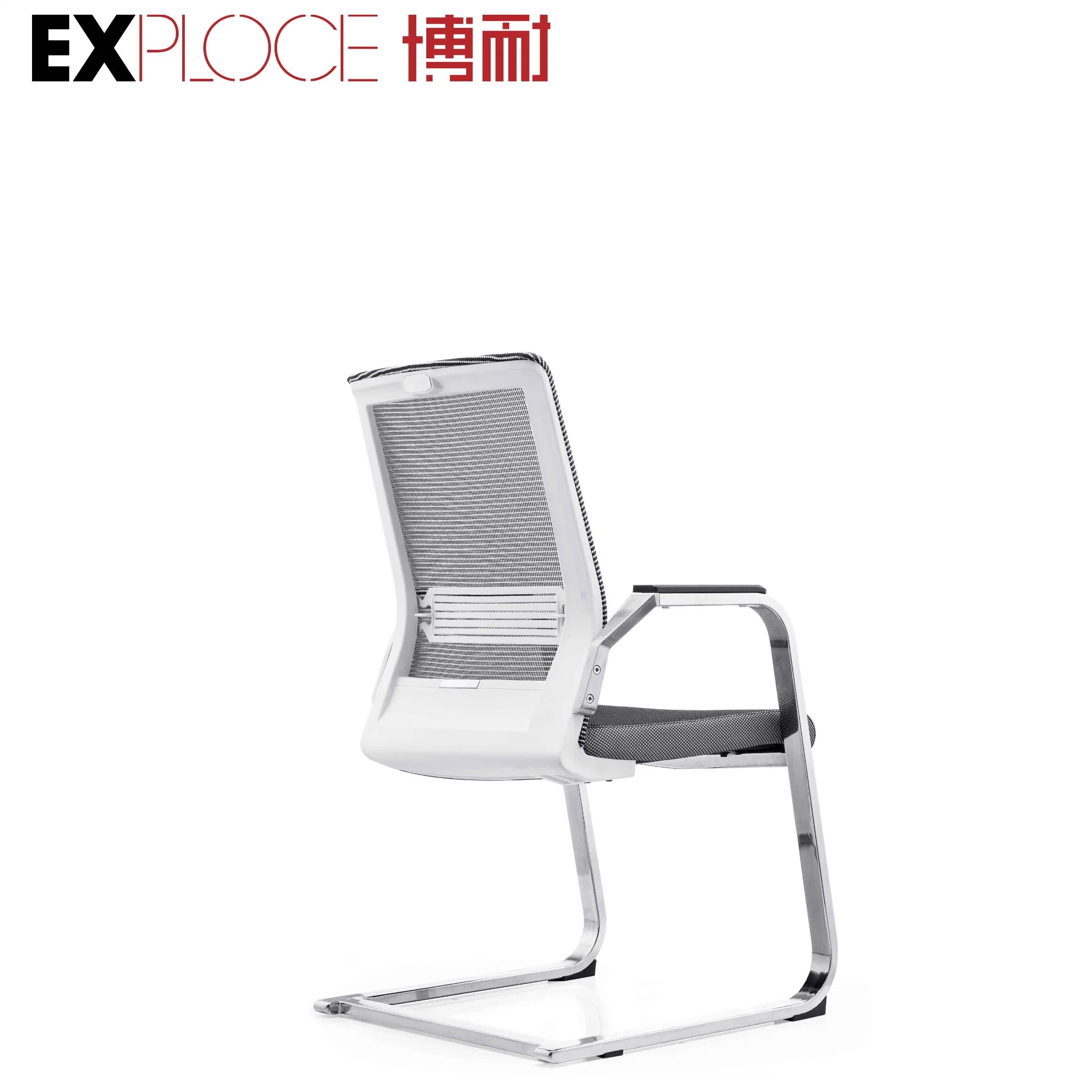 African Chrome Base Bow Square Shape Low Back Rotating Vistor Guest Meeting Room Office Mesh Metal Leg No Wheels Castors Chair Home Furniture