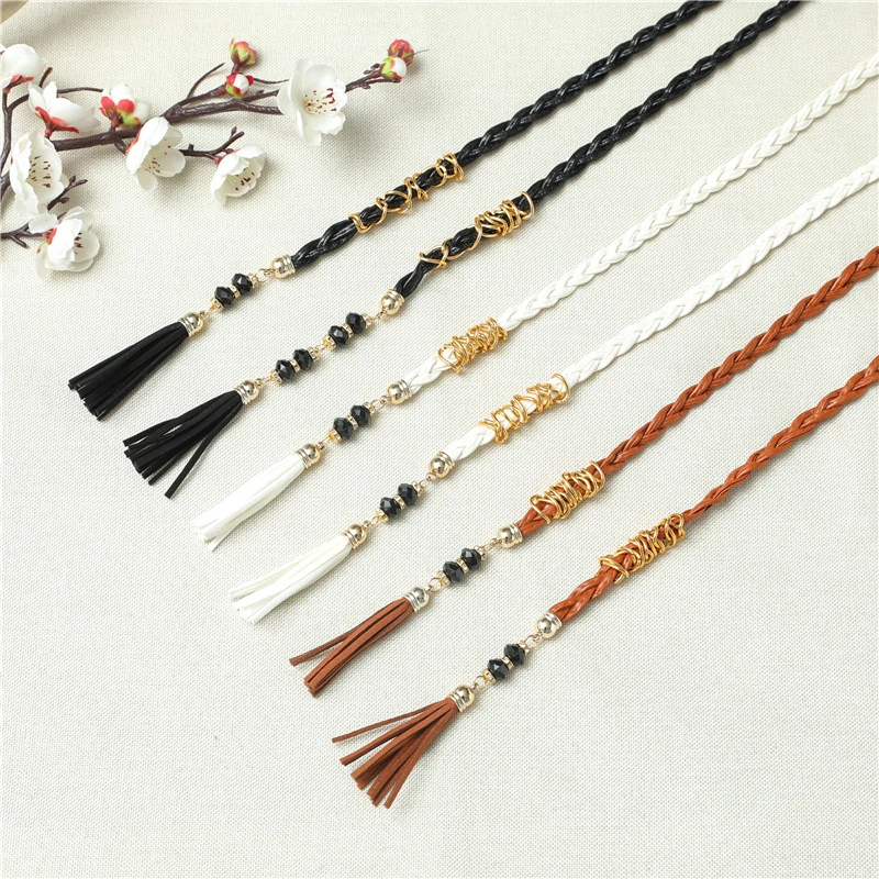 Retro Fashion Belt for Women Lady with Wax String and Glass Bugles, Resin Beads Bl-2010