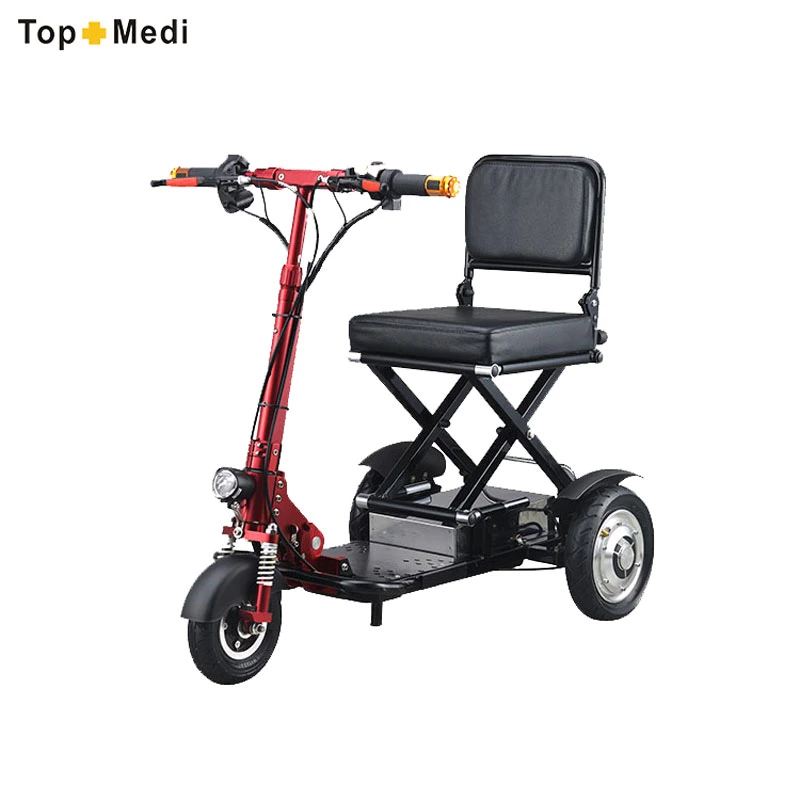Productos médicos 3 rueda diaria 350W Motor sin escobillas plegado para adultos Scooter de equipaje de motocicleta eléctrica