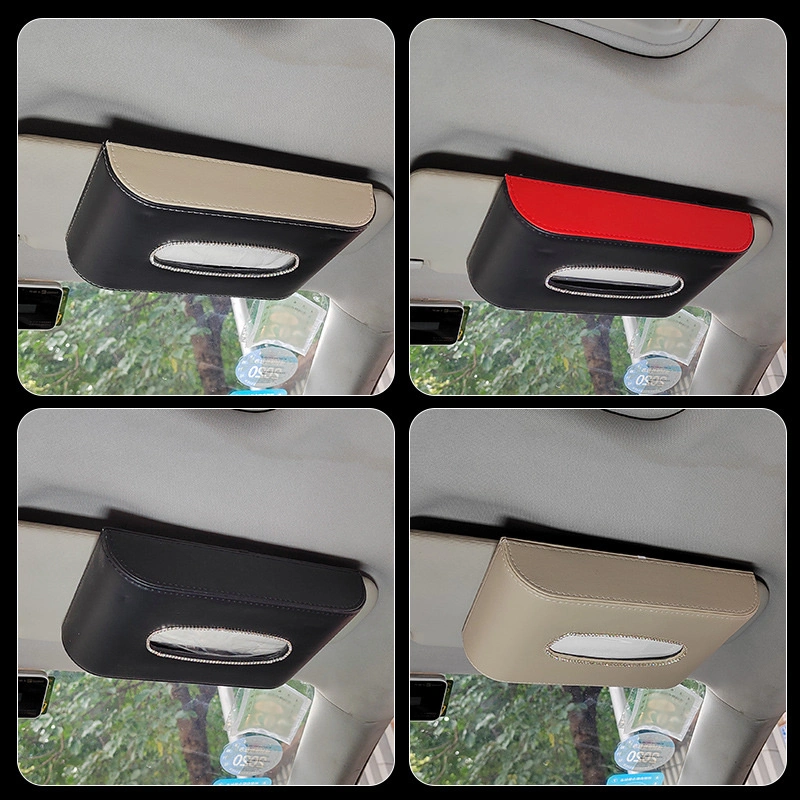 PU-Leder Sonnenvisier Auto Serviettenhalter hängende Tissue Box