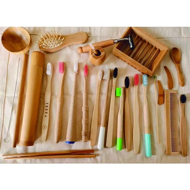 Wholesales Hotel Amenities Eco Friendly Bristles Bamboo Toothbrush Private Label