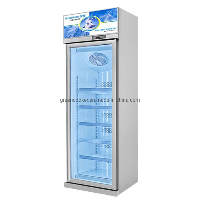 -22 grados en vertical exhibiciones comerciales puerta de cristal helado expositor frigorífico congelador para supermercado