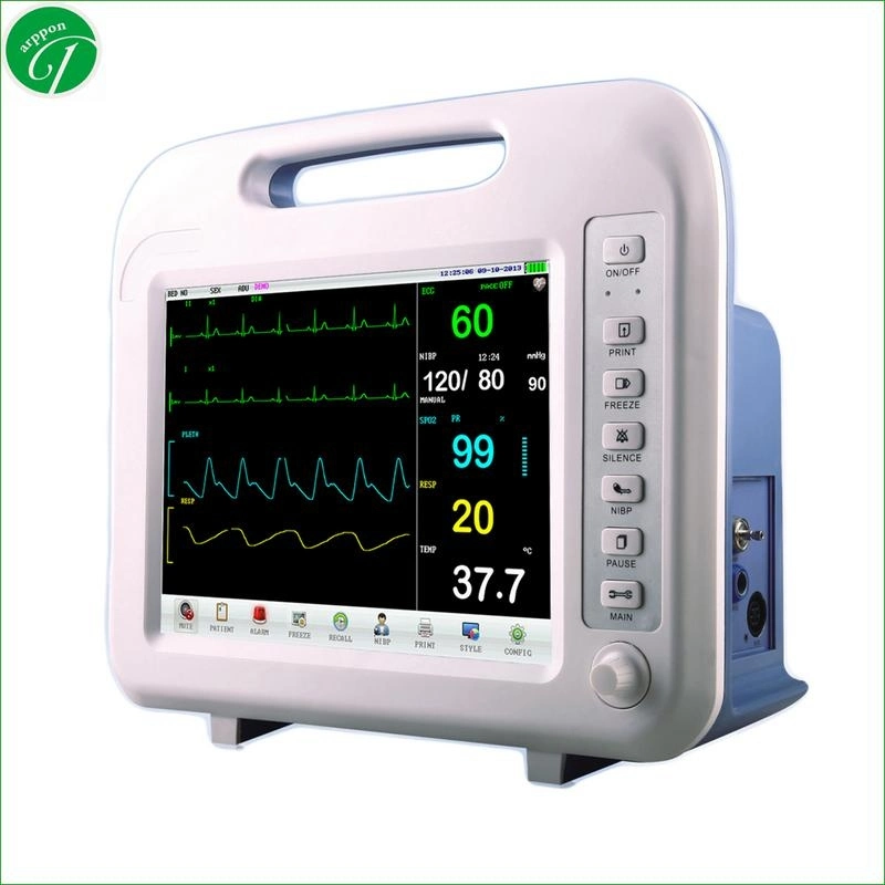 Cost-Effective Portable Cardiac Etco2 ECG Blood Pressure Multiparameter Patient Monitor