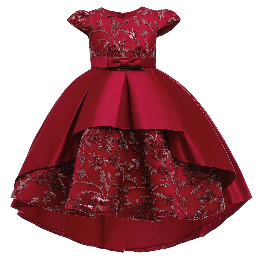 Fashion Clothing Sequins Flower Girl Dress Bow Children Wear