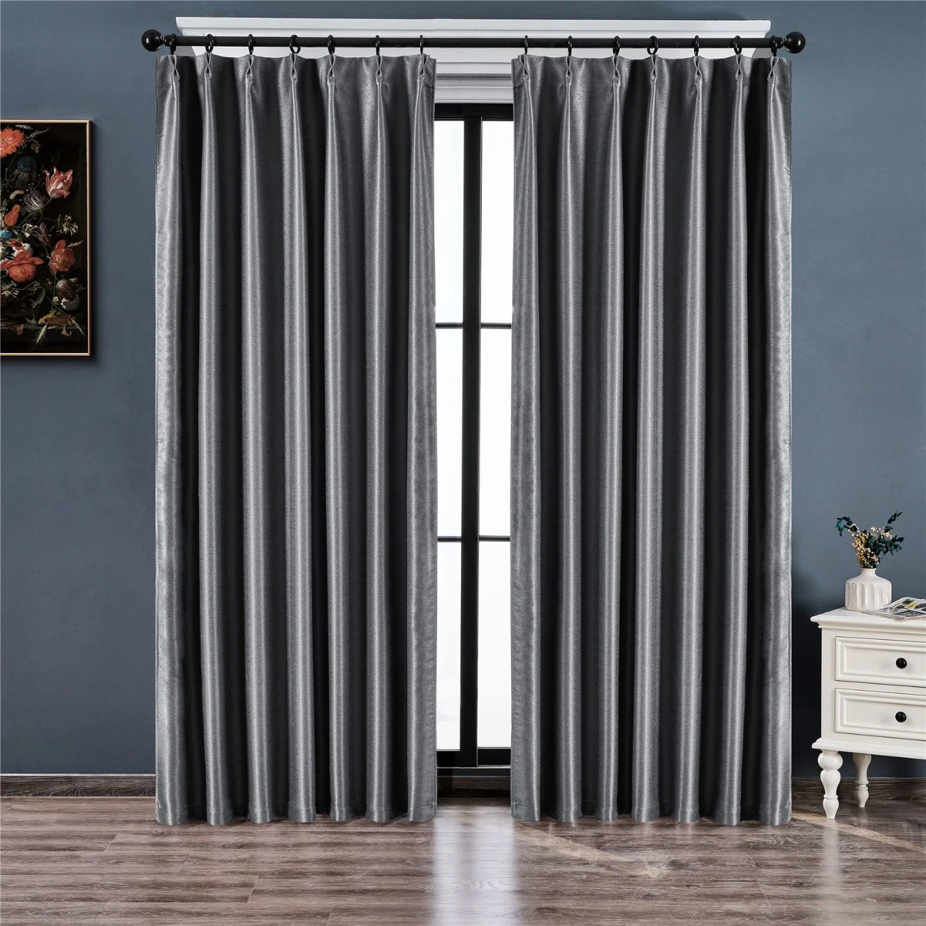 Whole Black Silk Physical Full Blackout Curtains in Munich