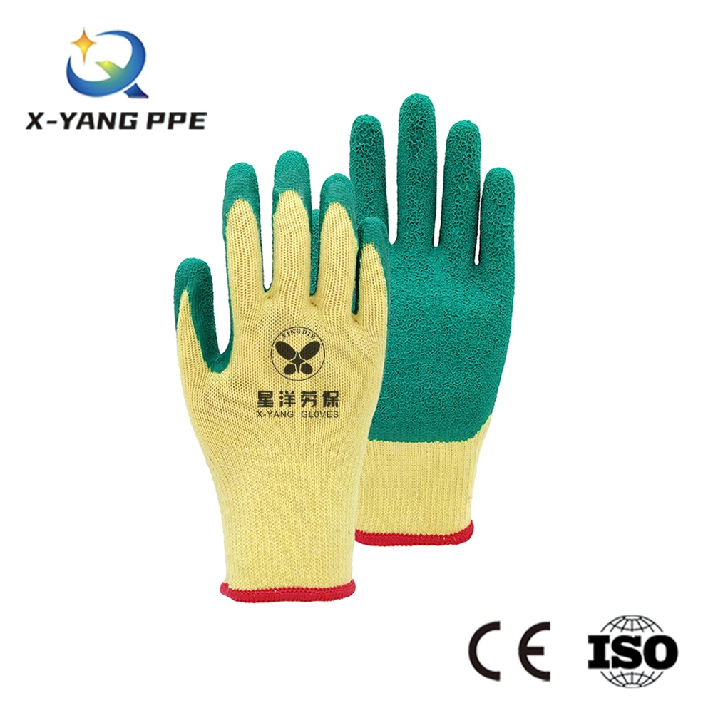 10 Gauge Knitted Cotton Liner Crinkle Latex Coated Safety for Garden Construction Protective Safety Gloves