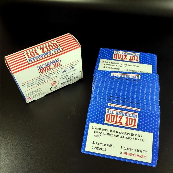 American Trivia Questions Cards/Learning Cards/Game Cards