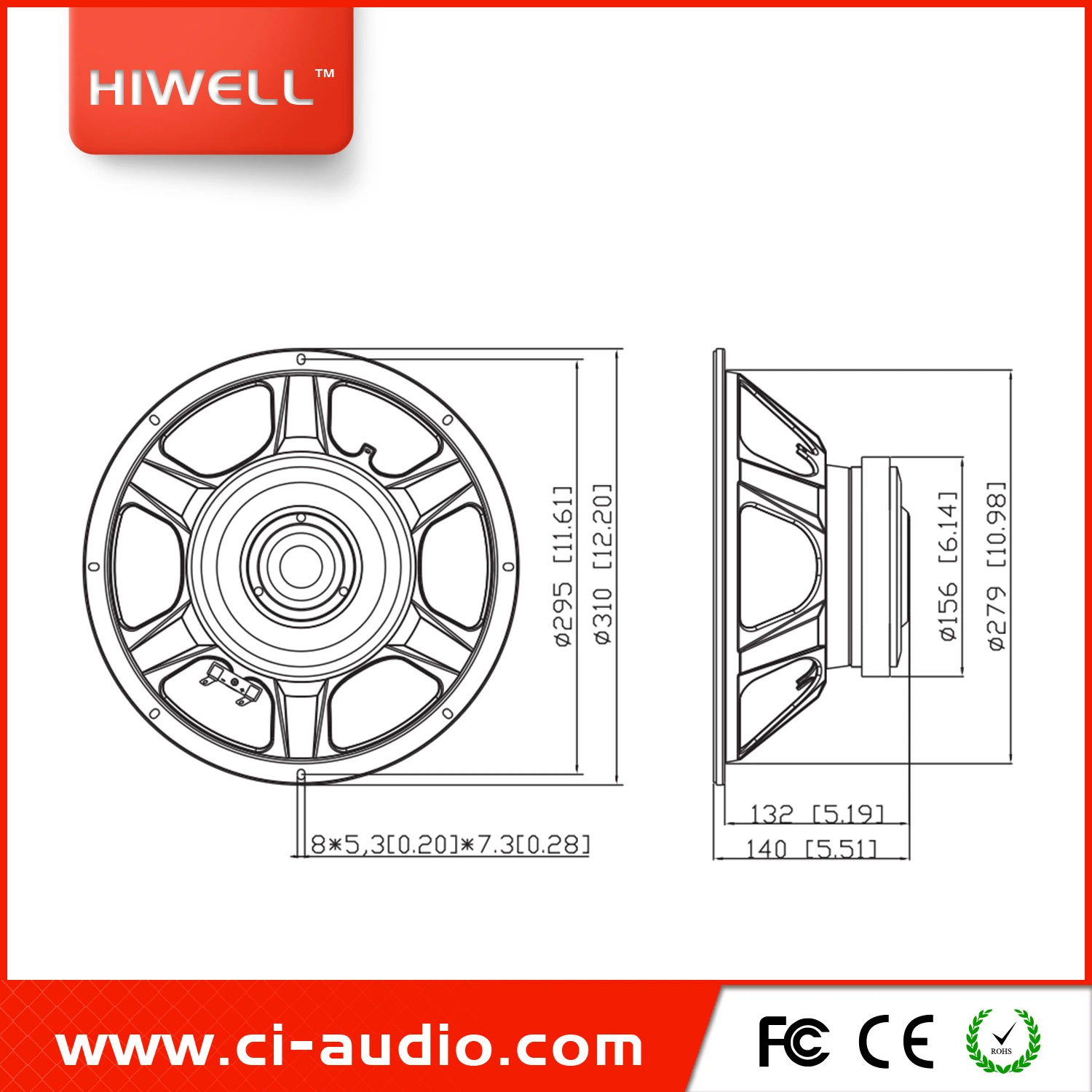 Professional Speaker 12&prime; &prime; Ferrite Woofer Loudspeaker, Portable Speaker with Steel Frame Audio Speaker.