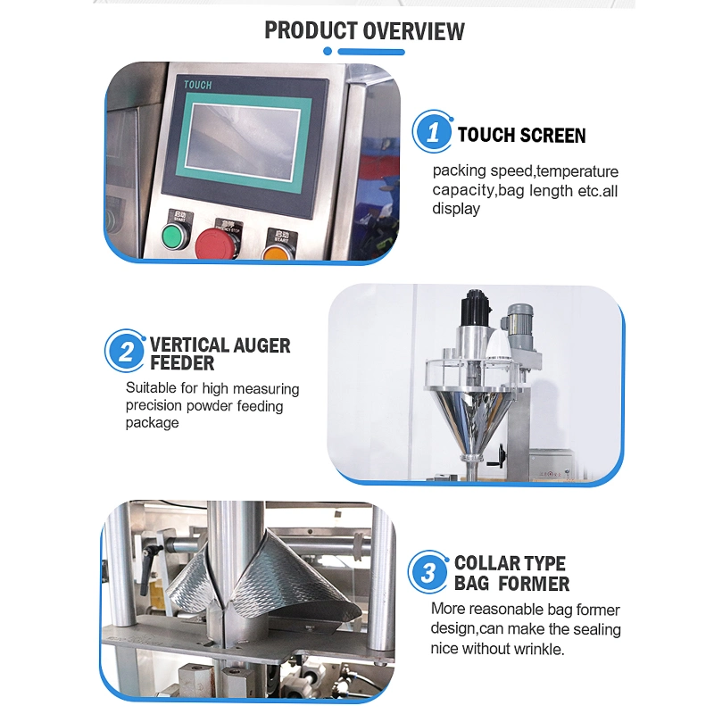 Machine d'emballage/conditionnement automatique pour ingrédients alimentaires personnalisés : couscous, piment, levure, farine de maïs, café, sel, épices, lait, poudre de maïs, farine.