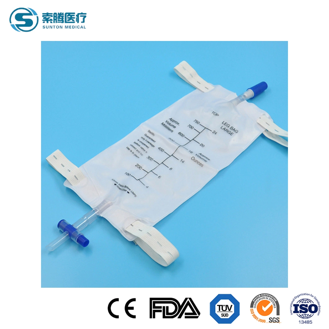 Sunton Pediatric Urine Leg Bag 2000ml Urine Collector Leg Bag 500ml 750ml Professional Plastic Urine Leg Bag Factory Disposable Medical Sterile China Urine Bag