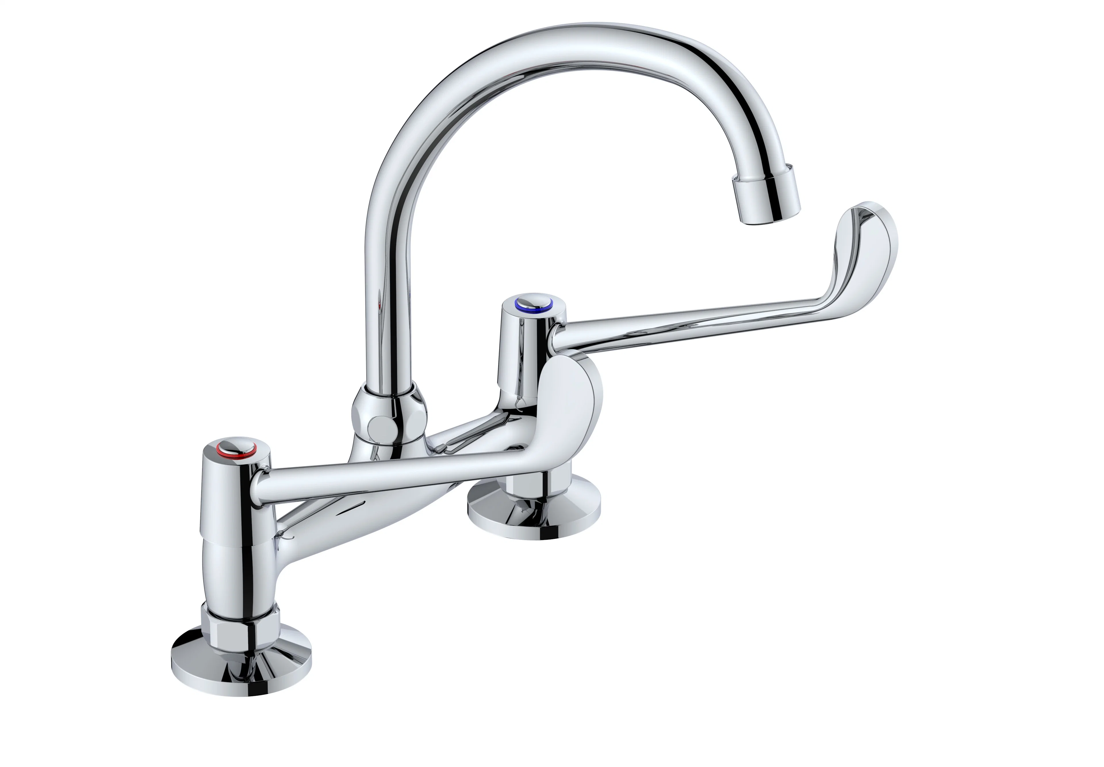 Factory Direct Price Brass Body Chrome Plated Tap Medical Sink Mixer Faucet Long Handle Tap