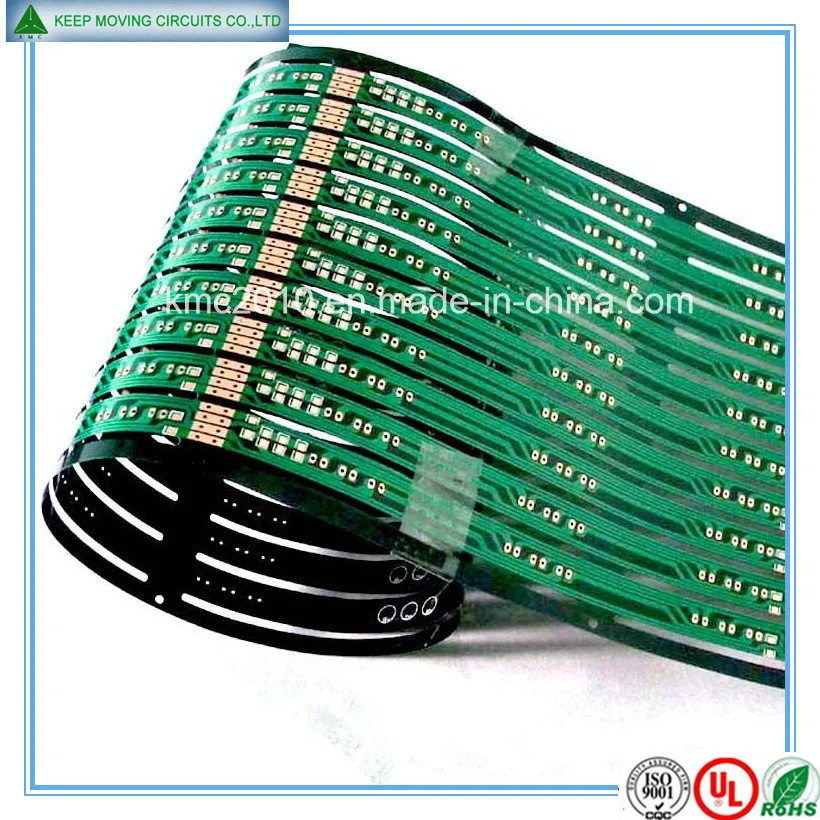 Flex PCB con poliamida 0,2 mm de oro/ Verde Soldermask inmersión