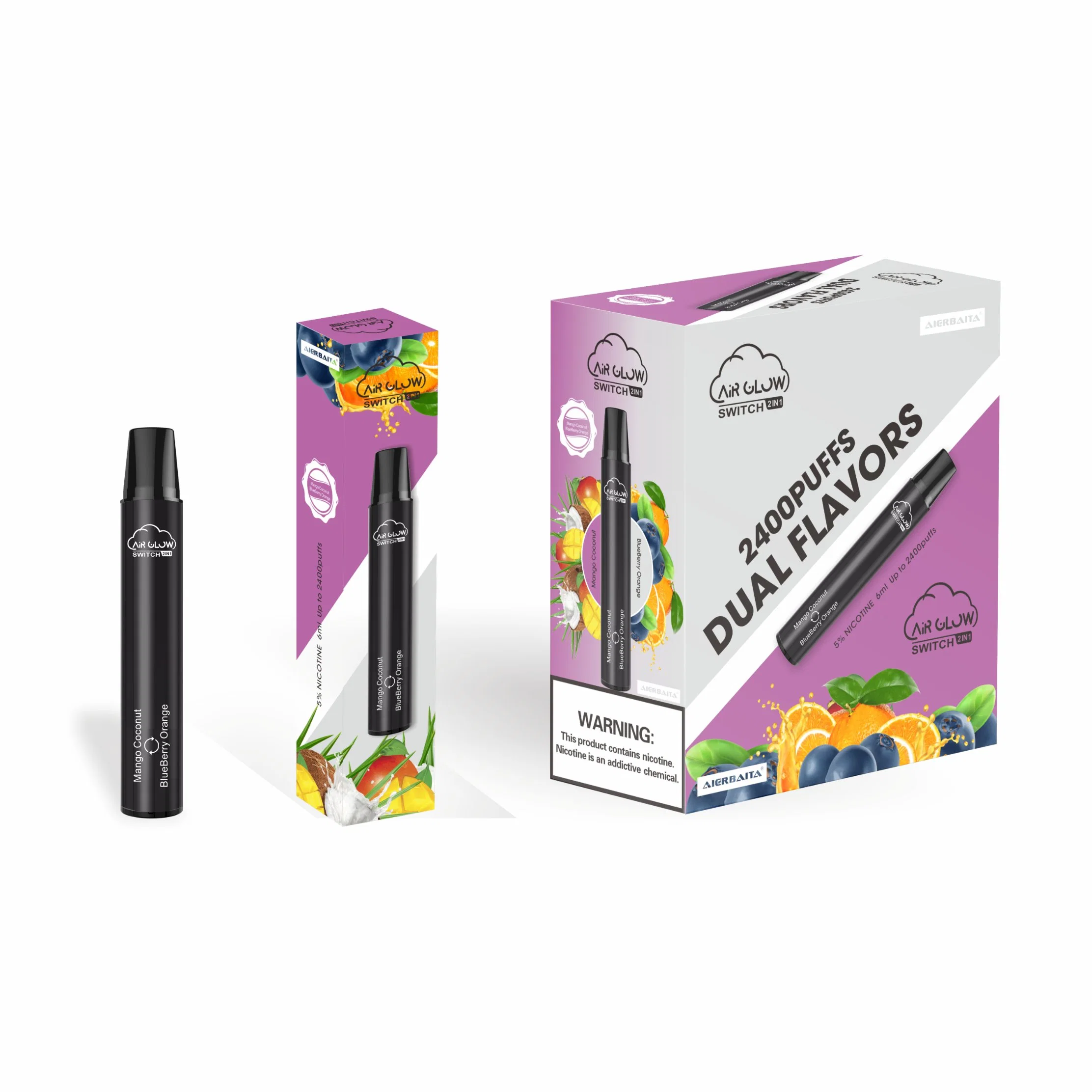 Interruptor de aire brillante desechable de colores VAPE Ecig Mini 2400puffs vape