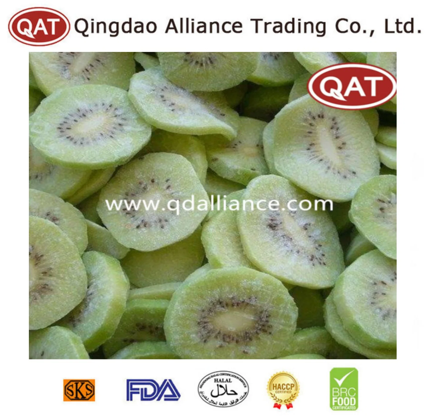 IQF Fruits Frozen Kiwi Slice for Exporting with Kosher, HACCP, Brc Certificate