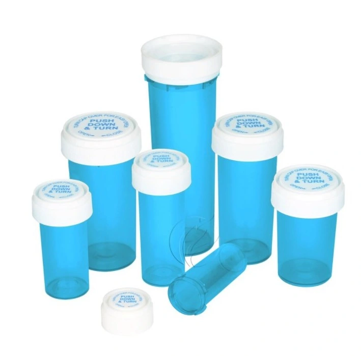 6dr/8dr/13dr/16dr/20dr/30dr/40dr/60dr/120dr Pharmaceutical Packaging Tablet Bottle Prescription Reversible Cap Vial