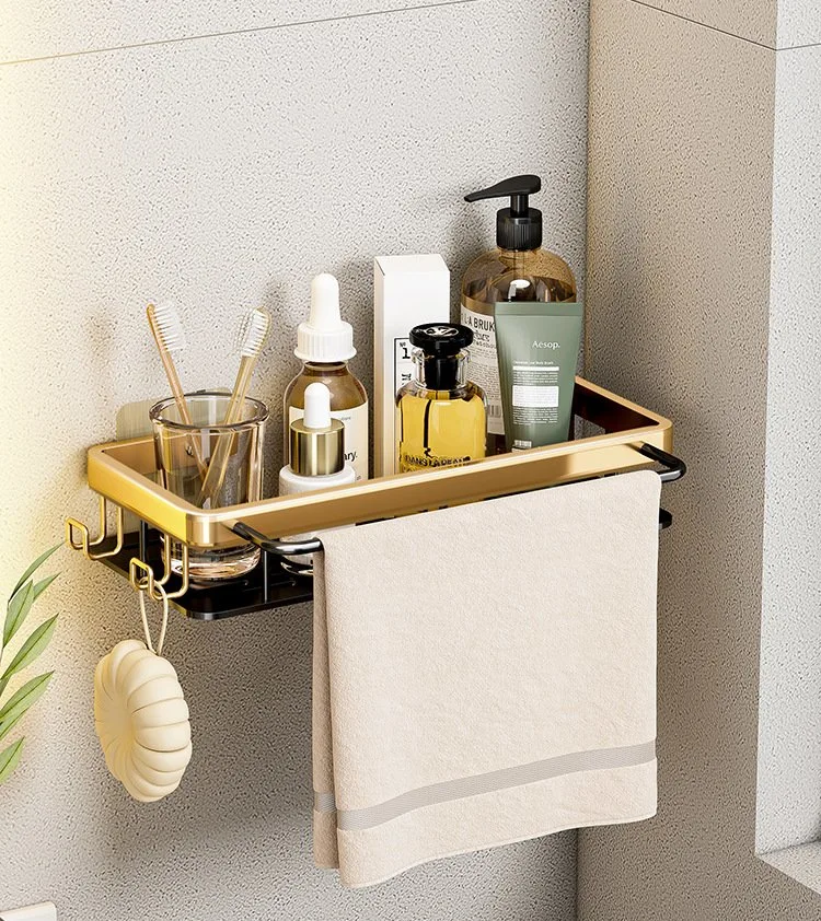 Aluminum Adhesive Square Bathroom Shelf