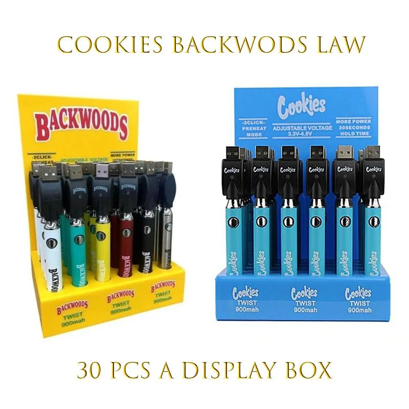 Hot Selling Cookies Display Box 900mAh Backwoods 510 Thread Twist Preheat Vape Pen Battery (Accept OEM)