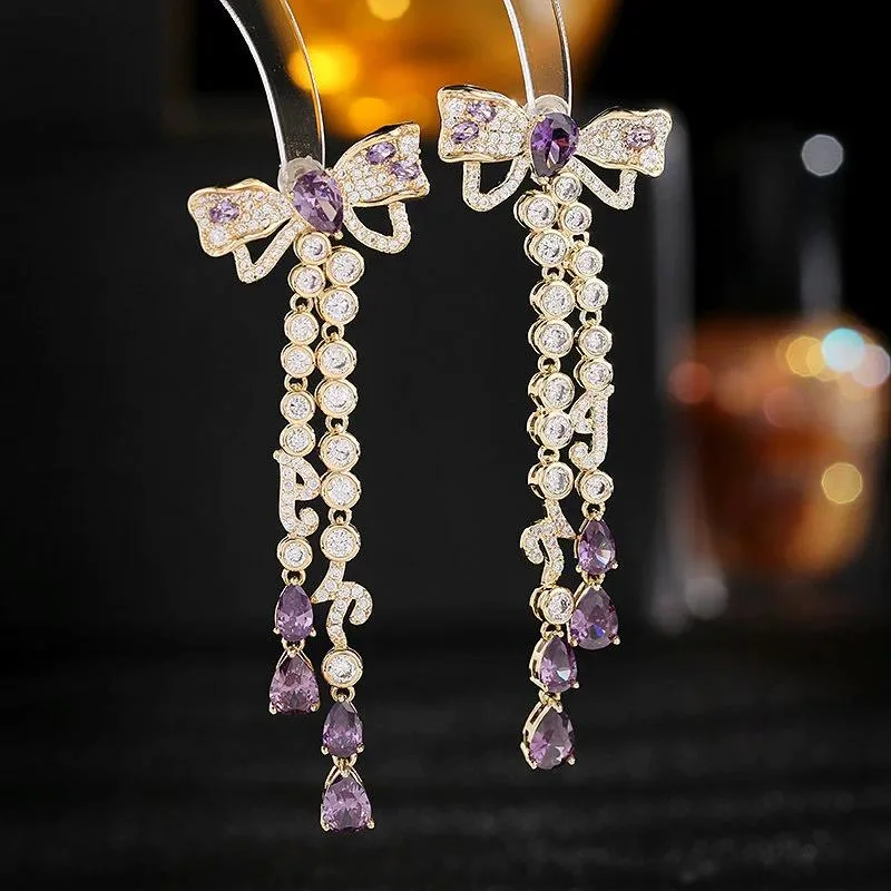 Fashion Brass with Colorful CZ Earrings Jewelry