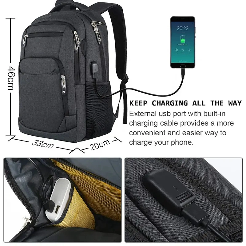 New Design Travel Backpack Multifunction Laptop Backpack Anti-Theft Computer Bags with USB and Earphone Port for School Outdoor