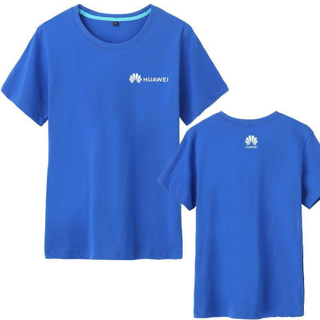 Advertising Promotiont Shirt with Logo Print on Left Chest and Back of Cheap Cotton T Shirt