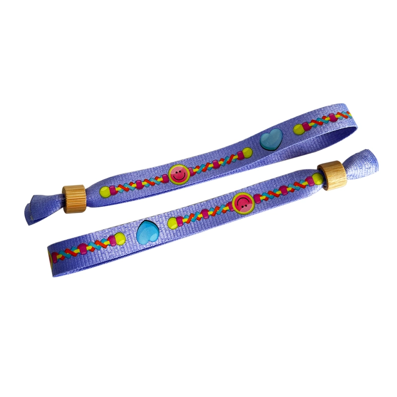 Factory Wholesale/Supplier off-Set Printing RPET Wristband with Bamboo Slide Lock