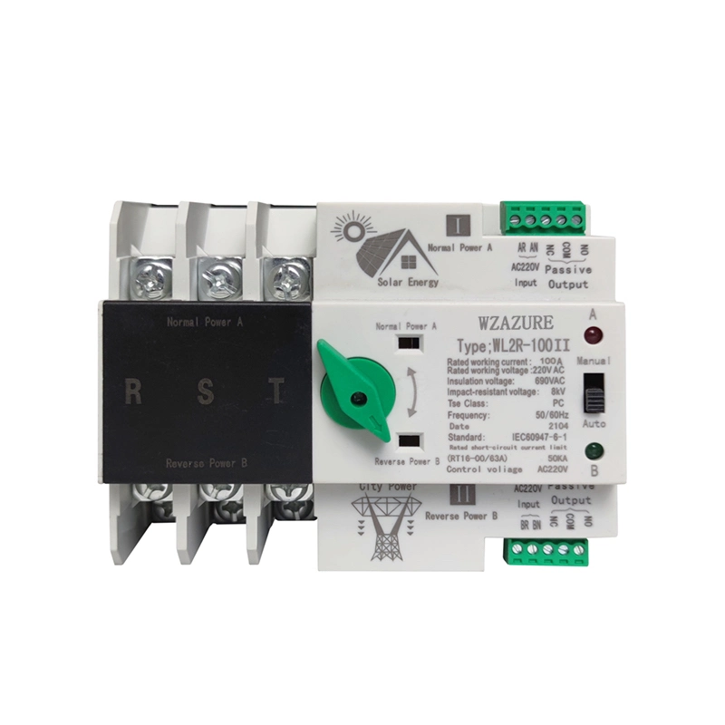 Mini ATS 2p Automatic Transfer Switch on-Grid Photovoltaic Power 100A