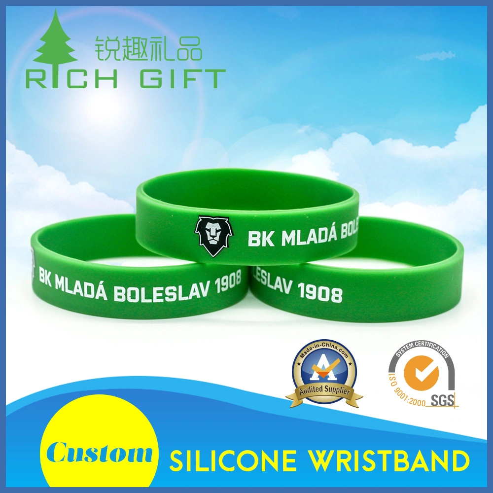 China Manufacture Custom Silicone Wristband with Silk Screen Printing Ink