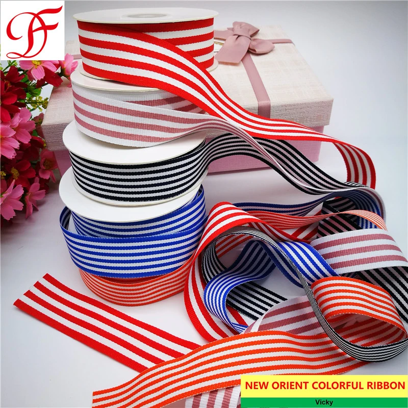 Wholesale/Supplier Polyester Stripe Ribbon Double/Single Face Satin Grosgrain Gingham Taffeta Hemp Satin Center/Edge Organza Ribbon for Wedding /Party/Deco/Xmas/Hair Bow