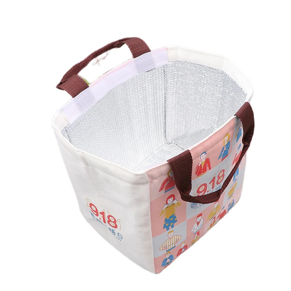 Cute Canvas Cooler Bag with 2-3mm Aluminum Foil Pearl Cotton for Girl/Children (promotion bag)