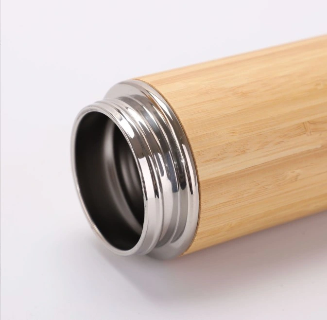 Custom Bamboo Vacuum Cup Stainless Steel Bamboo Tumbler with Portable Lid